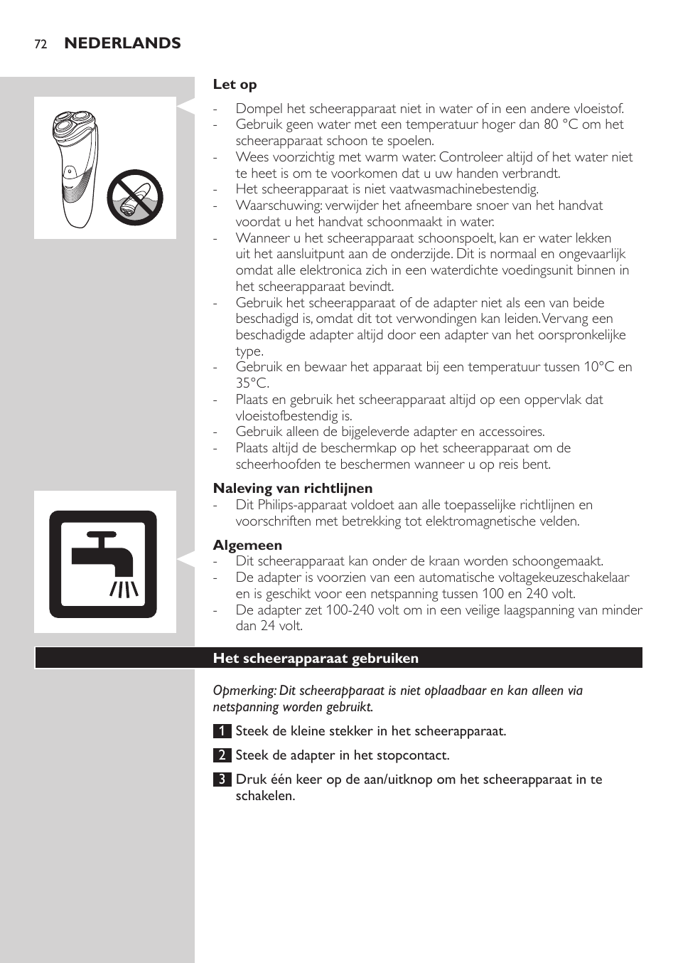 Philips SHAVER Series 3000 afeitadora eléctrica en seco User Manual | Page 72 / 110