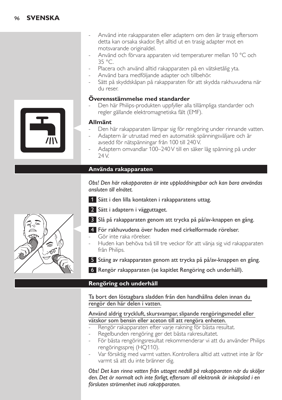 Philips SHAVER Series 3000 afeitadora eléctrica en seco User Manual | Page 96 / 110