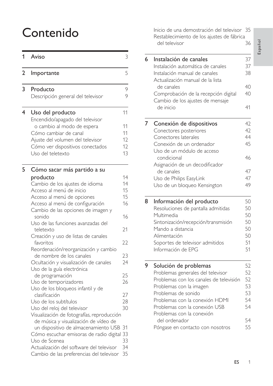 Philips TV LCD User Manual | Page 2 / 59