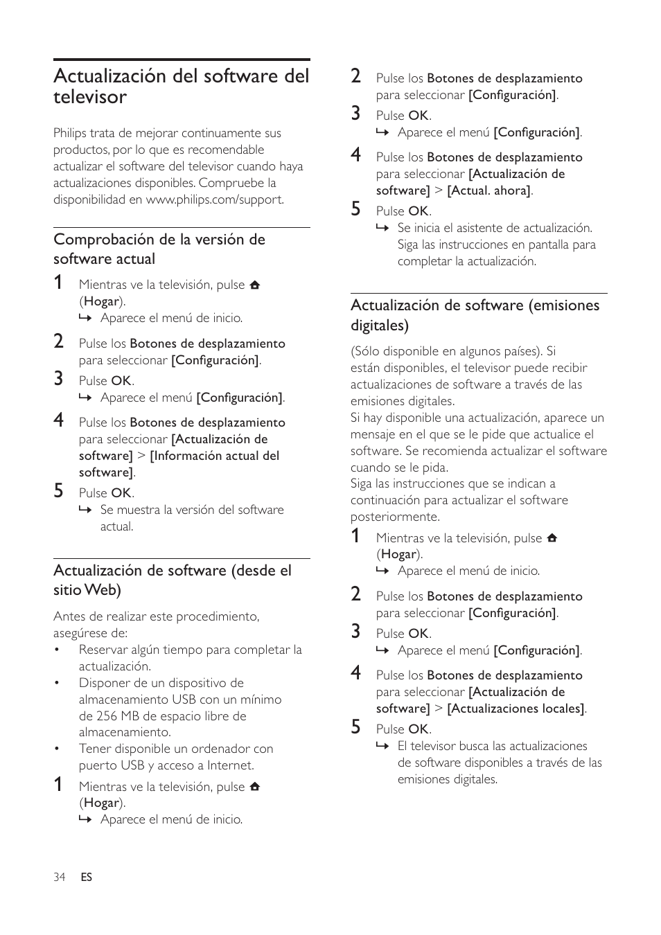 Actualización del software del televisor | Philips TV LCD User Manual | Page 35 / 59