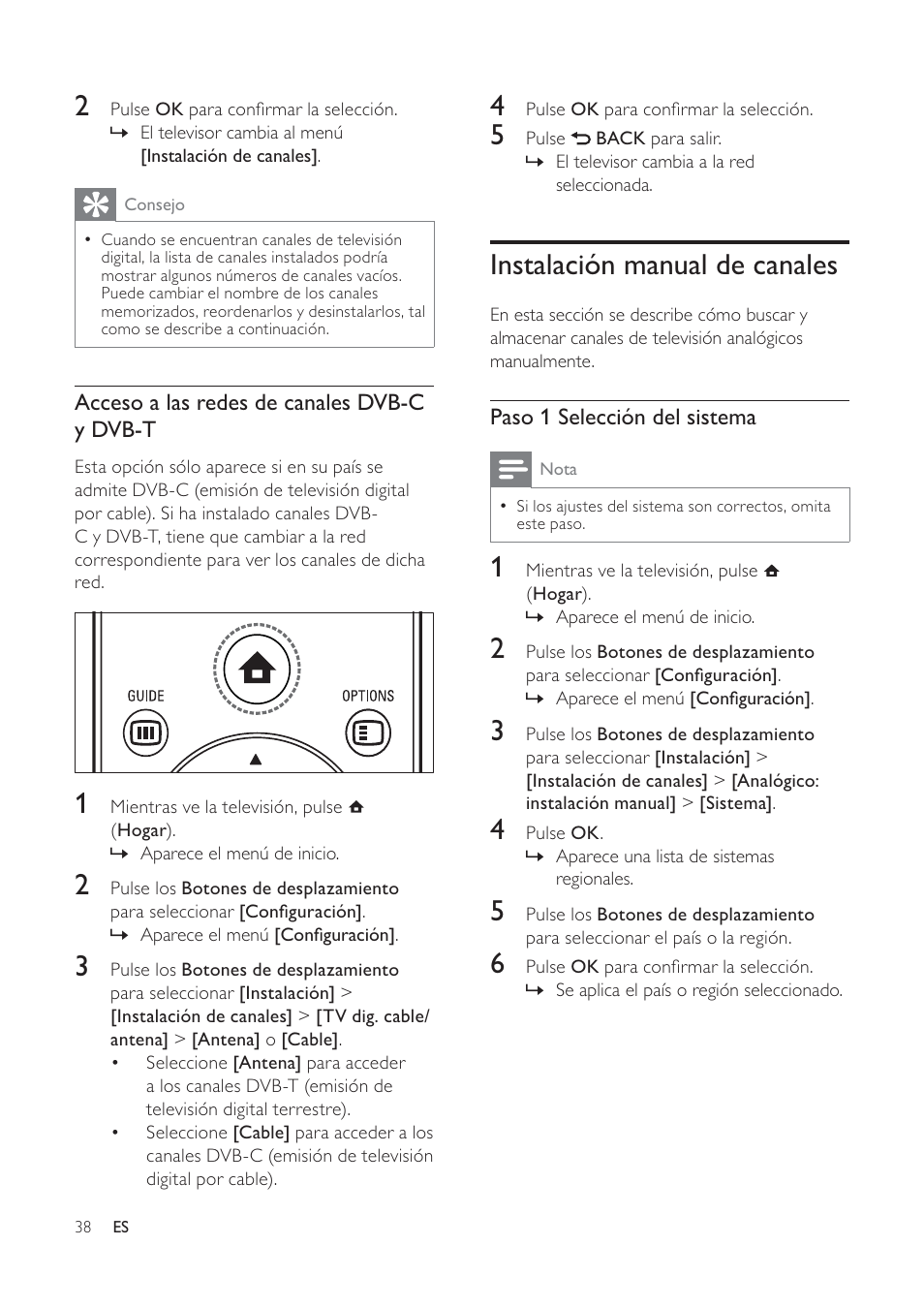 Instalación manual de canales | Philips TV LCD User Manual | Page 39 / 59