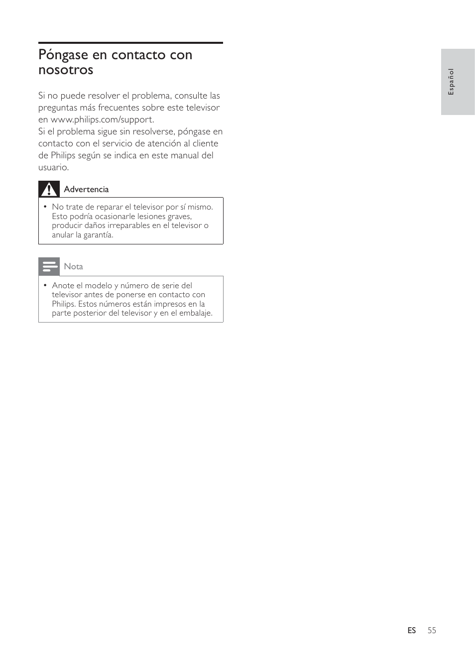 Póngase en contacto con nosotros | Philips TV LCD User Manual | Page 56 / 59
