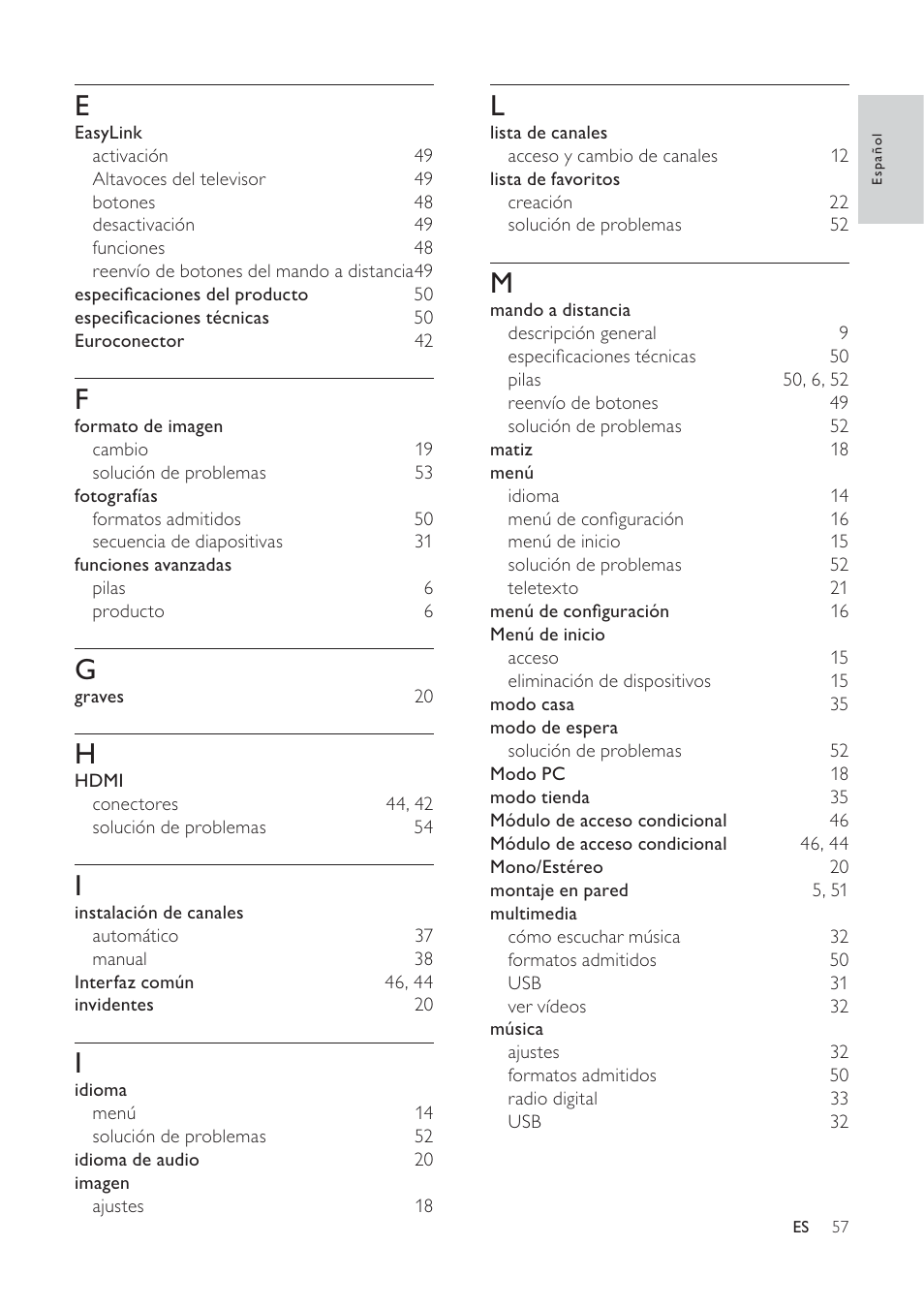 Philips TV LCD User Manual | Page 58 / 59