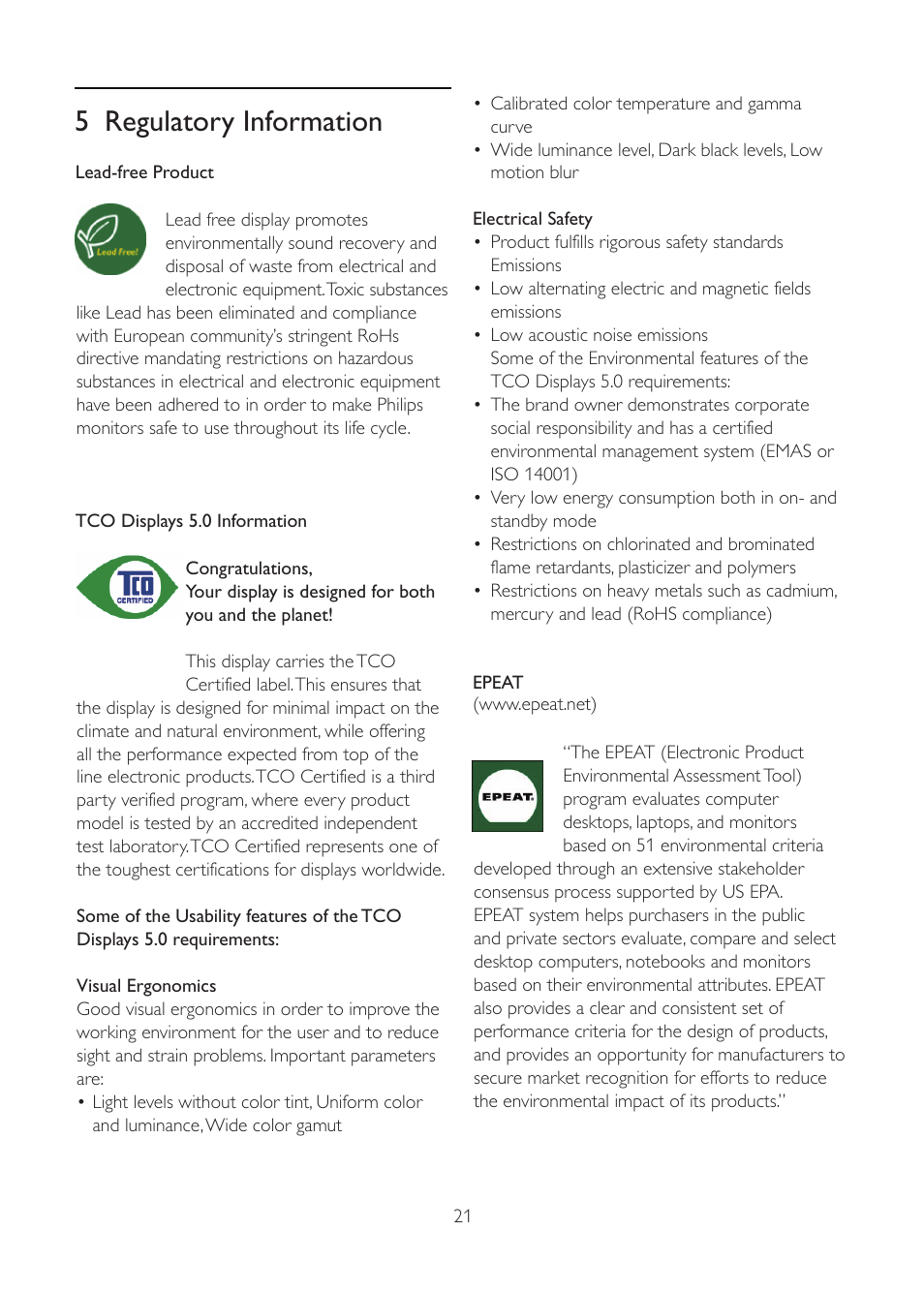 5 regulatory information | Philips 191V2SB 48 cm 19" w V-line WXGA+ User Manual | Page 23 / 41