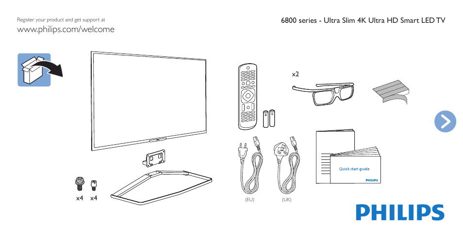 Philips 6800 series Televisor Smart LED 4K Ultra HD ultraplano User Manual | 12 pages