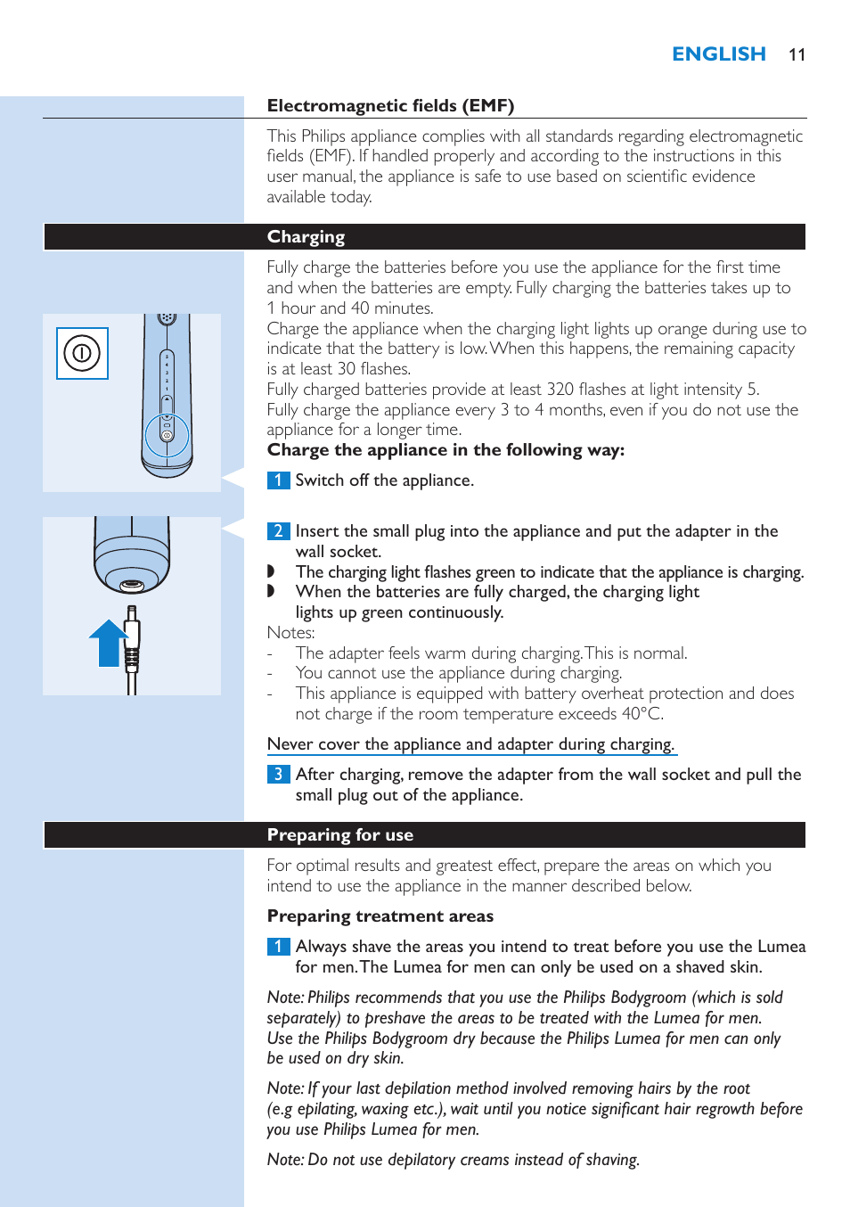 Philips Lumea Sistema de eliminación de vello IPL User Manual | Page 11 / 70