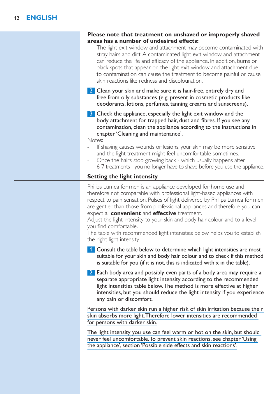 Philips Lumea Sistema de eliminación de vello IPL User Manual | Page 12 / 70