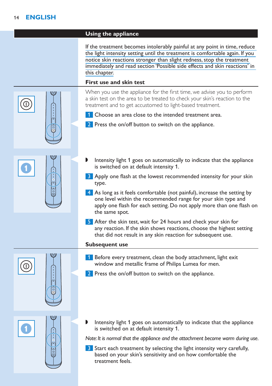 Philips Lumea Sistema de eliminación de vello IPL User Manual | Page 14 / 70