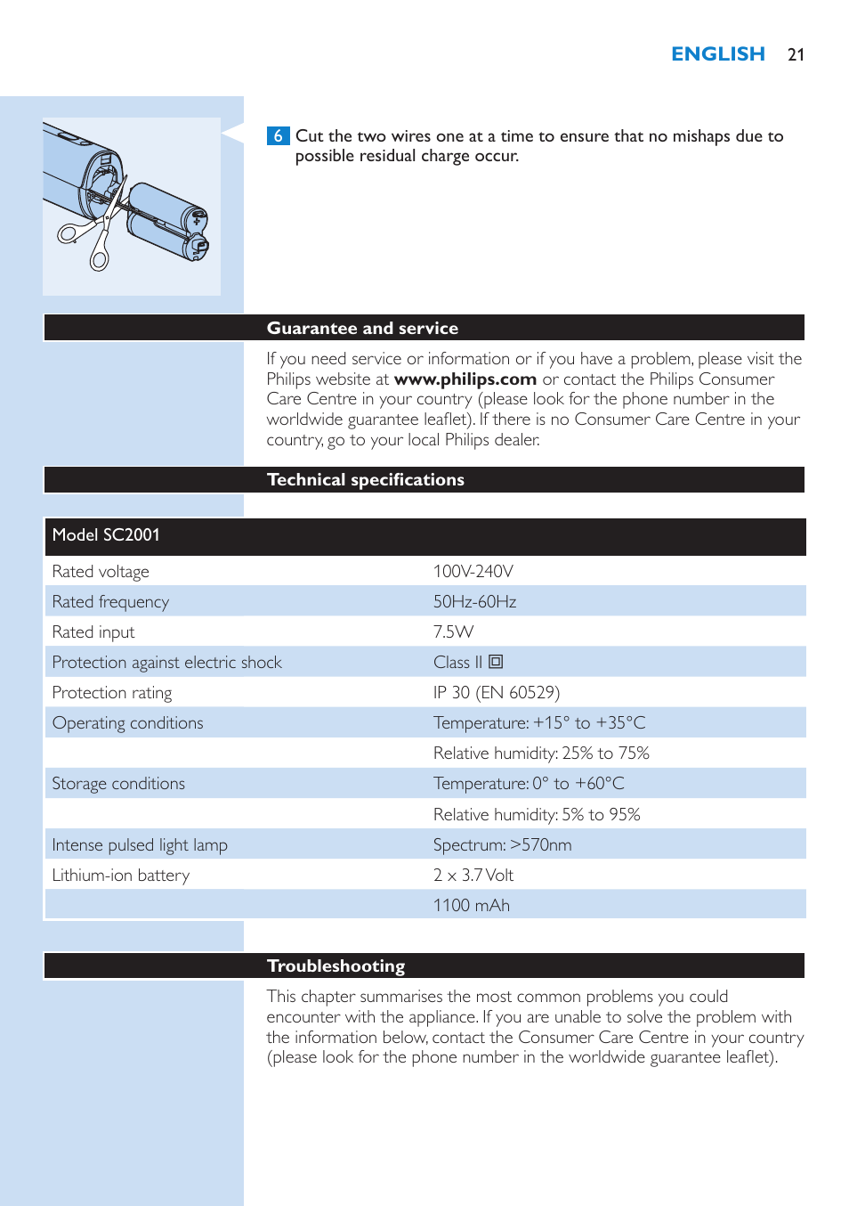 Philips Lumea Sistema de eliminación de vello IPL User Manual | Page 21 / 70