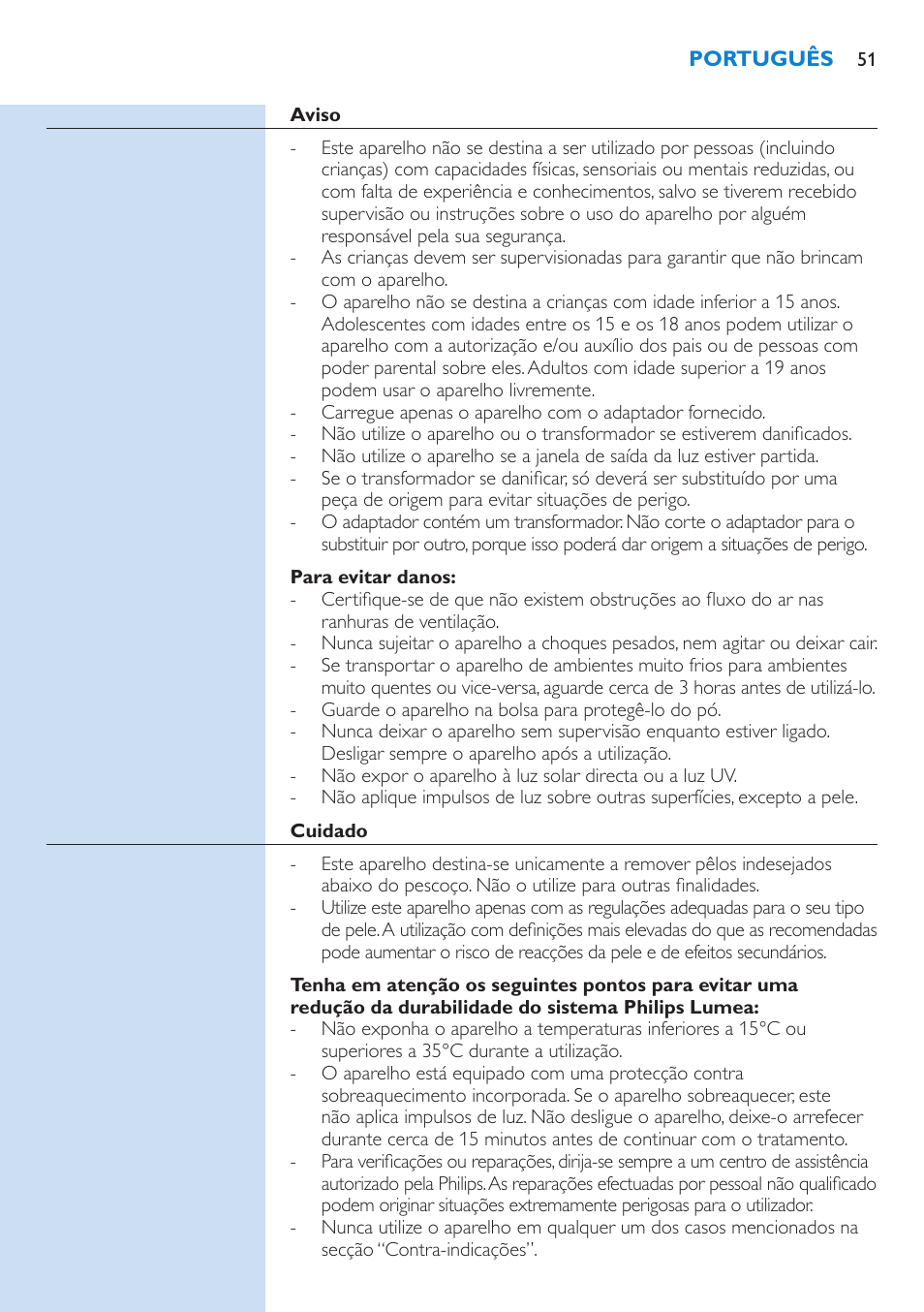 Philips Lumea Sistema de eliminación de vello IPL User Manual | Page 51 / 70