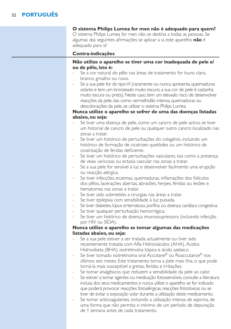 Philips Lumea Sistema de eliminación de vello IPL User Manual | Page 52 / 70