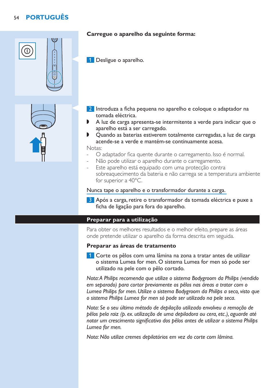 Philips Lumea Sistema de eliminación de vello IPL User Manual | Page 54 / 70