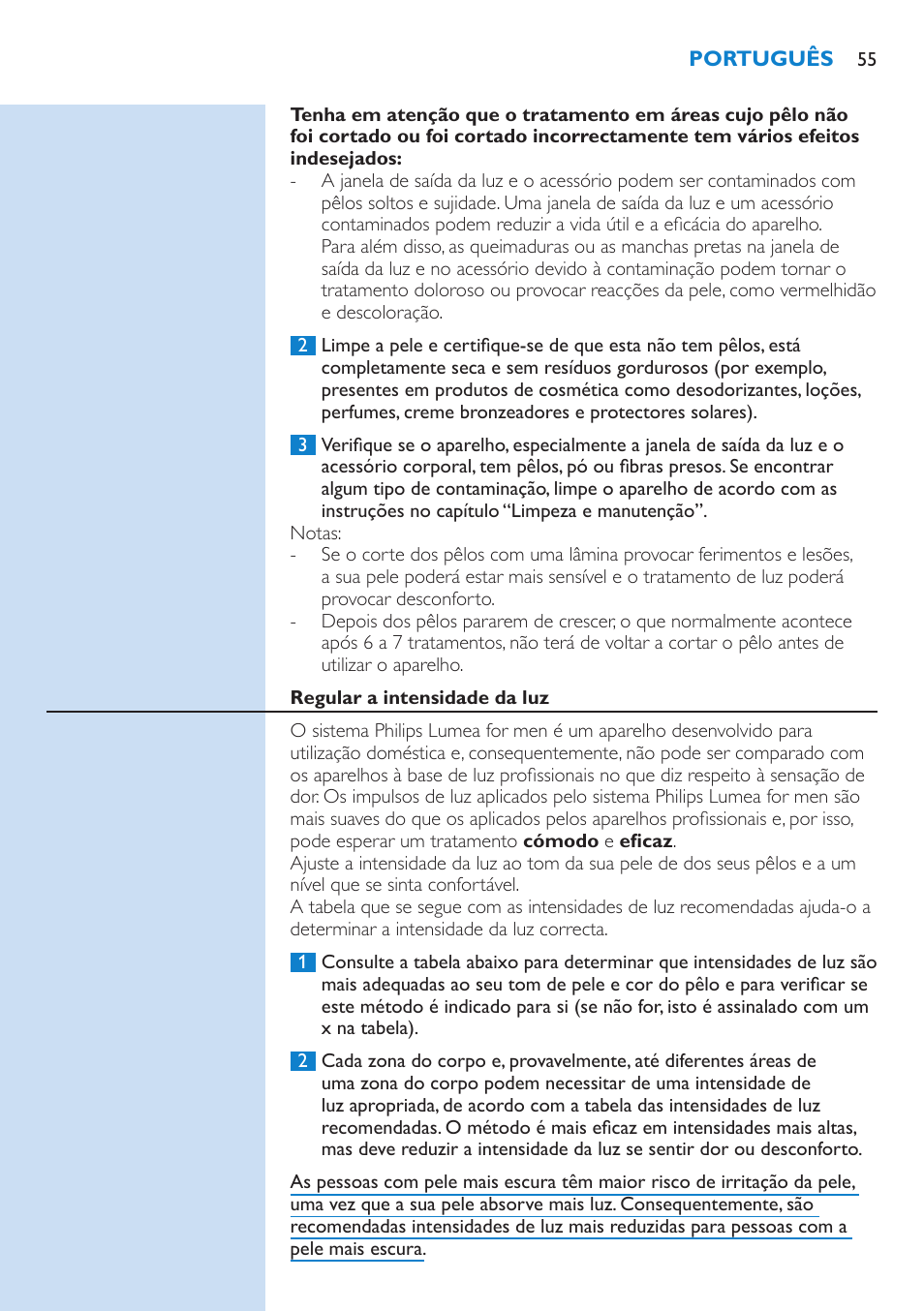 Philips Lumea Sistema de eliminación de vello IPL User Manual | Page 55 / 70