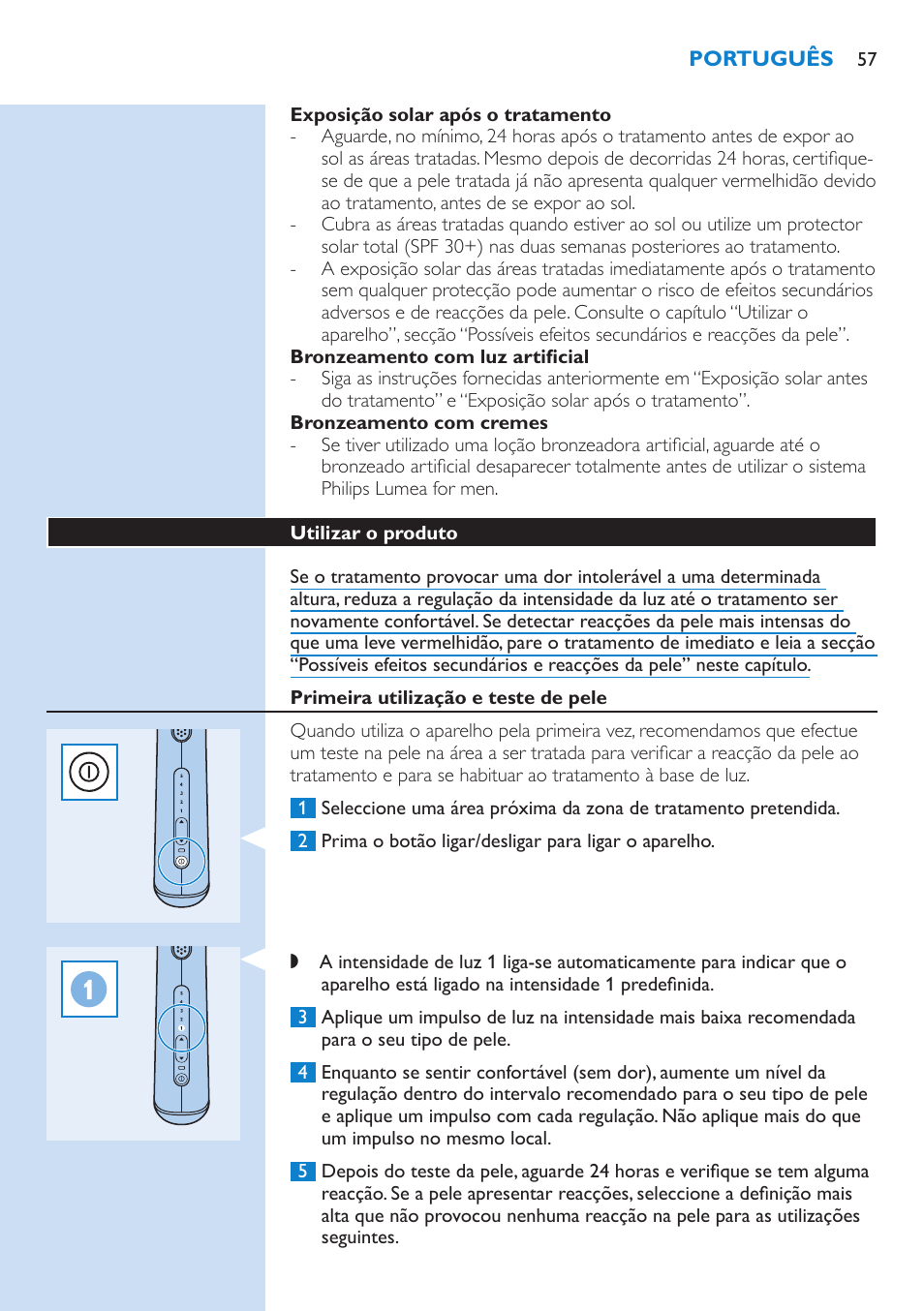 Philips Lumea Sistema de eliminación de vello IPL User Manual | Page 57 / 70