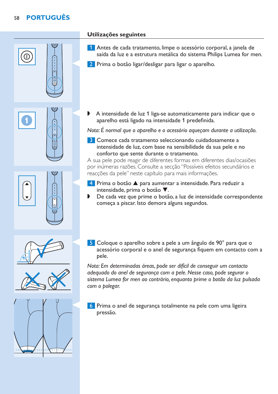 Philips Lumea Sistema de eliminación de vello IPL User Manual | Page 58 / 70