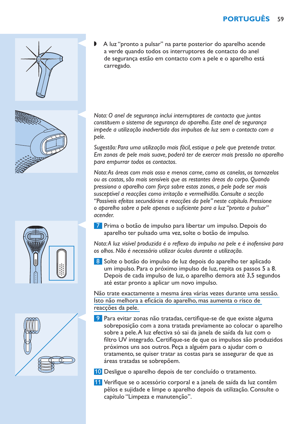 Philips Lumea Sistema de eliminación de vello IPL User Manual | Page 59 / 70