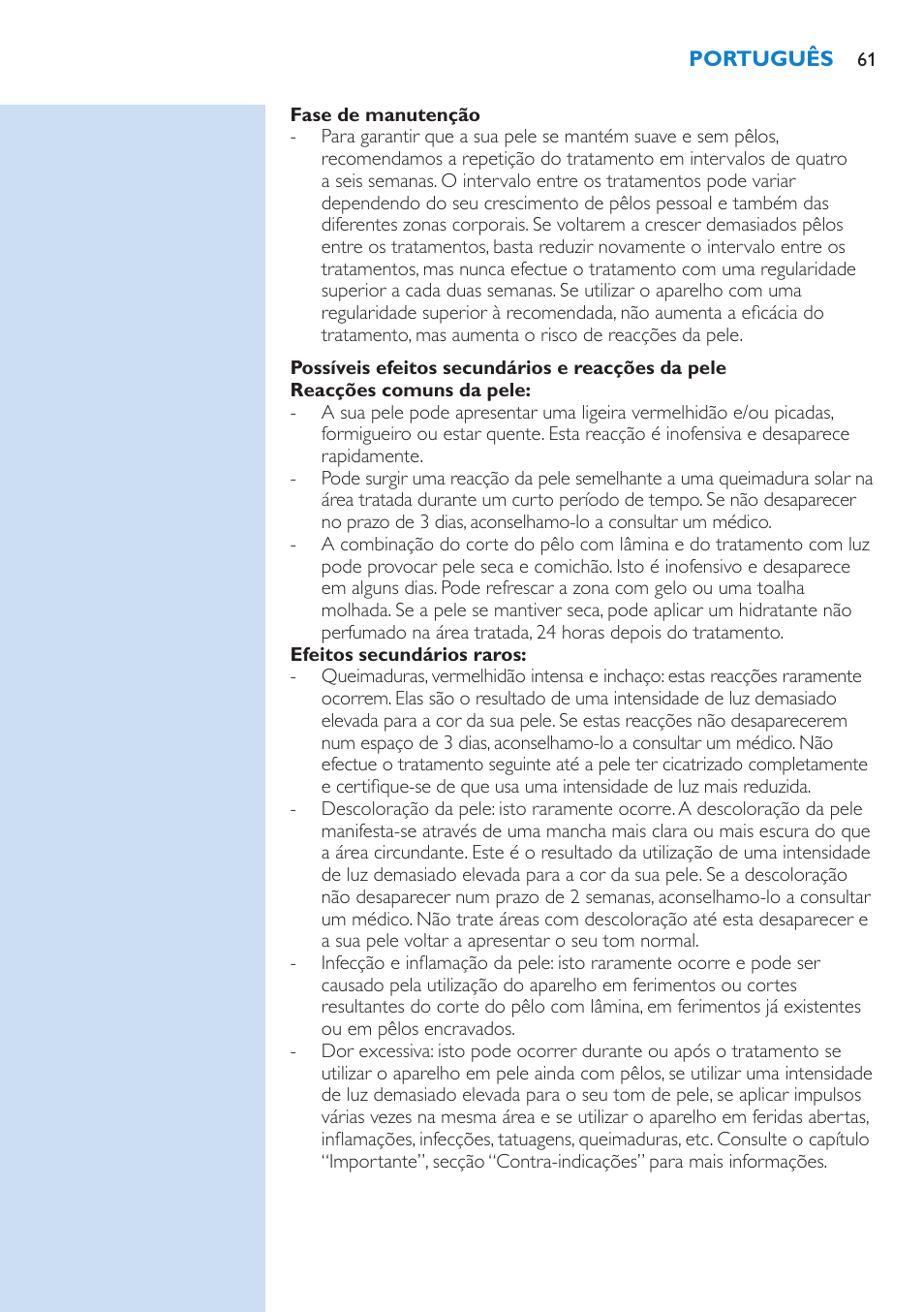 Philips Lumea Sistema de eliminación de vello IPL User Manual | Page 61 / 70