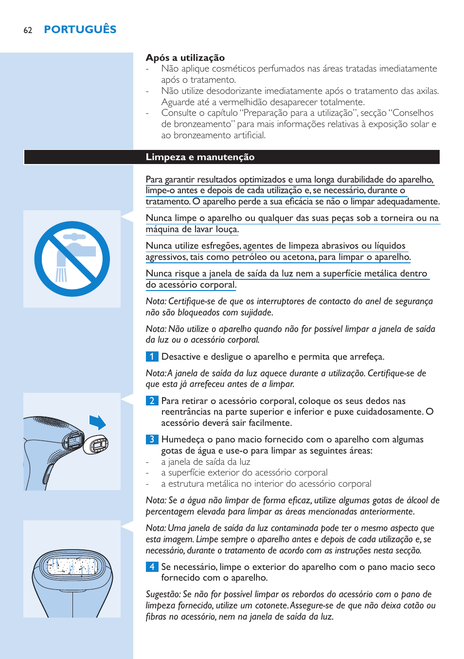 Philips Lumea Sistema de eliminación de vello IPL User Manual | Page 62 / 70