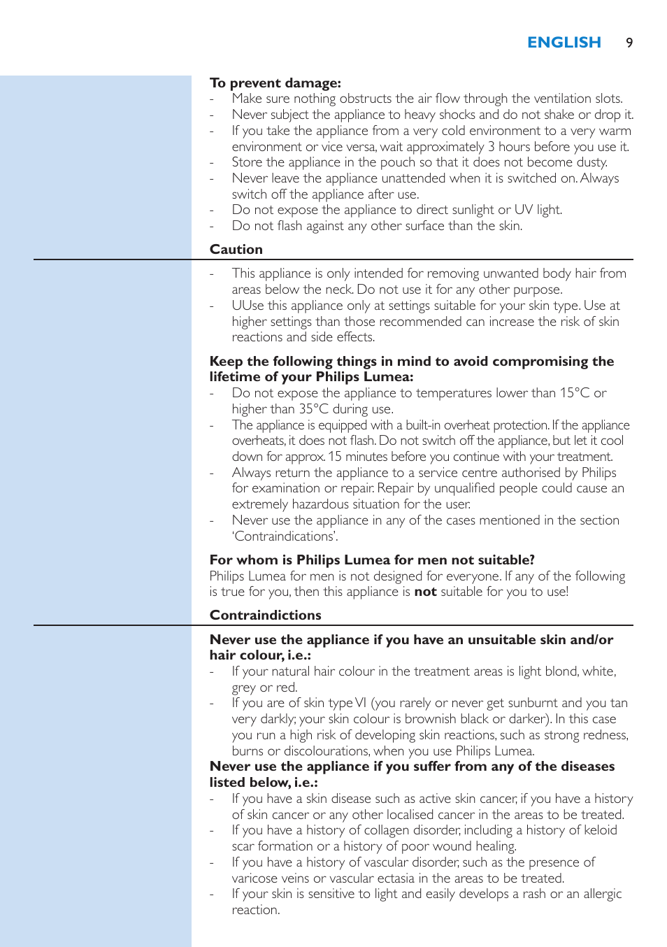 Philips Lumea Sistema de eliminación de vello IPL User Manual | Page 9 / 70