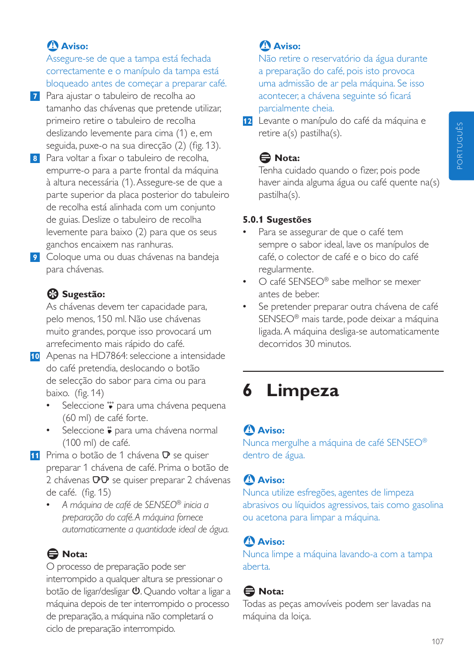 6 limpeza | Philips SENSEO® Quadrante Cafetera de monodosis de café User Manual | Page 107 / 120
