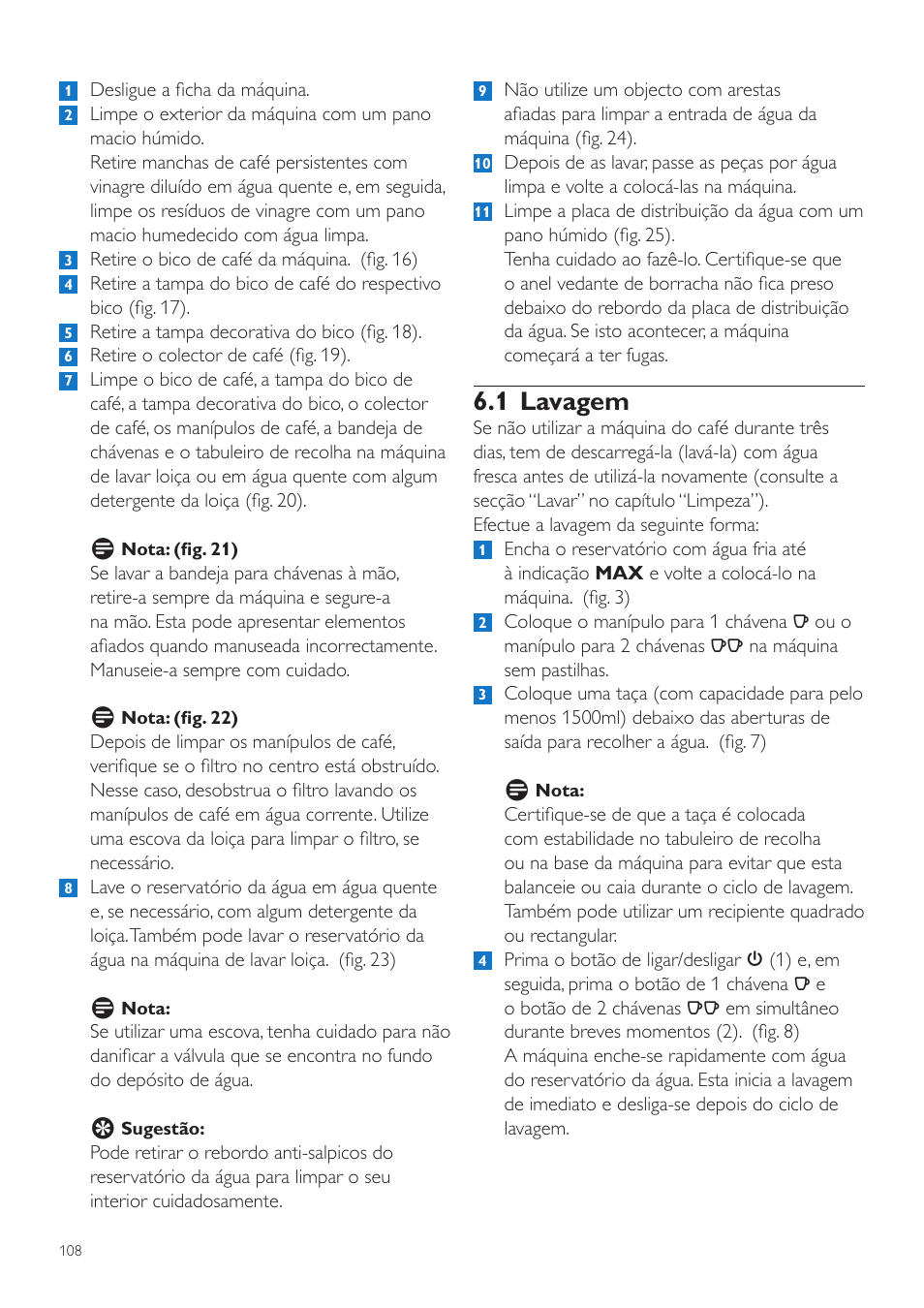 1 lavagem | Philips SENSEO® Quadrante Cafetera de monodosis de café User Manual | Page 108 / 120