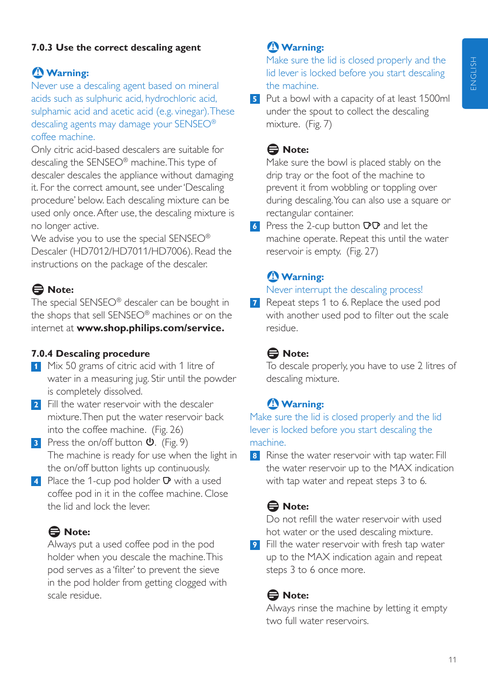 Philips SENSEO® Quadrante Cafetera de monodosis de café User Manual | Page 11 / 120
