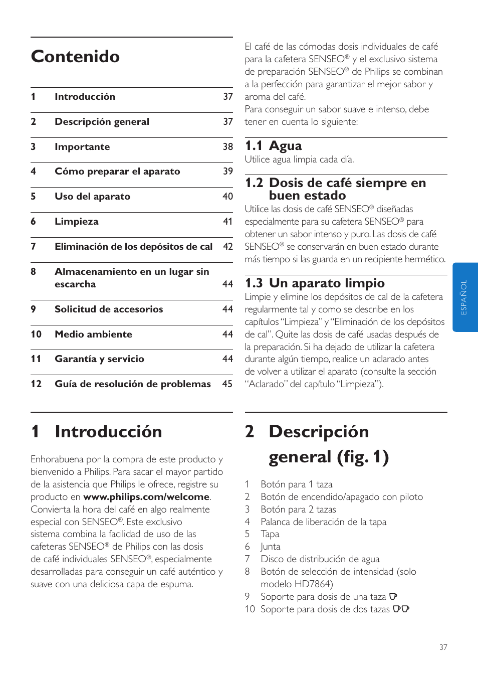 Philips SENSEO® Quadrante Cafetera de monodosis de café User Manual | Page 37 / 120