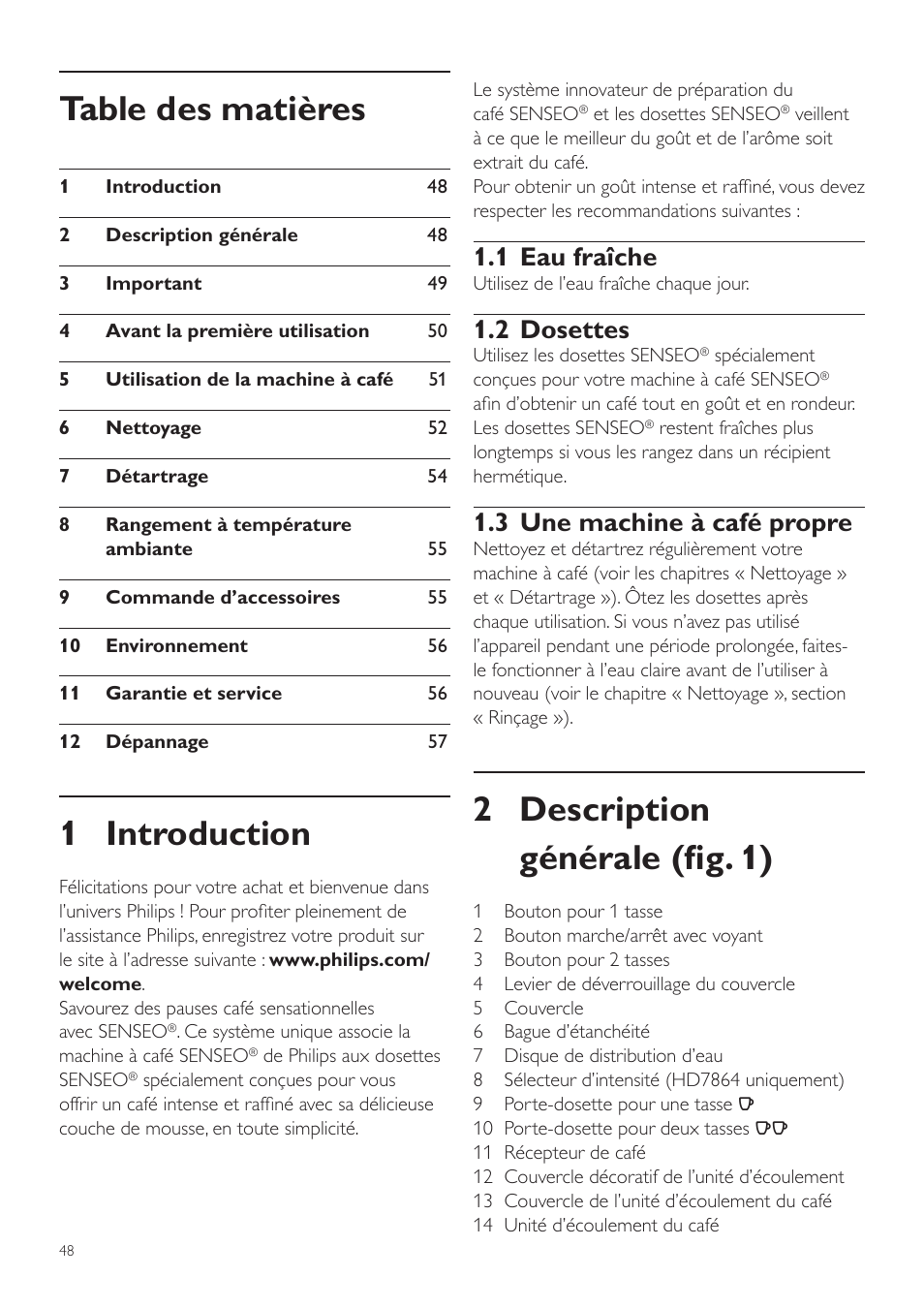 Philips SENSEO® Quadrante Cafetera de monodosis de café User Manual | Page 48 / 120