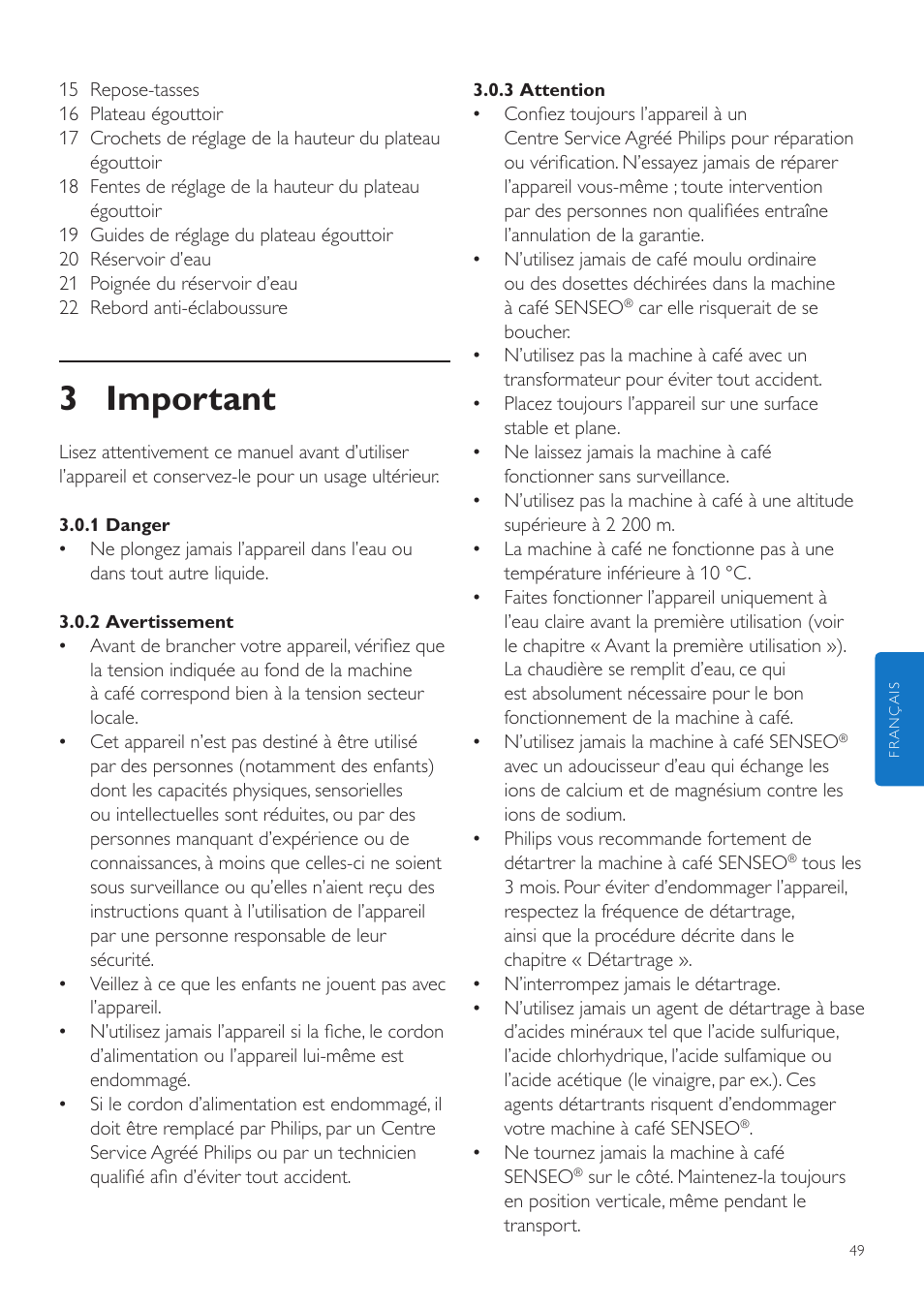 3 important | Philips SENSEO® Quadrante Cafetera de monodosis de café User Manual | Page 49 / 120