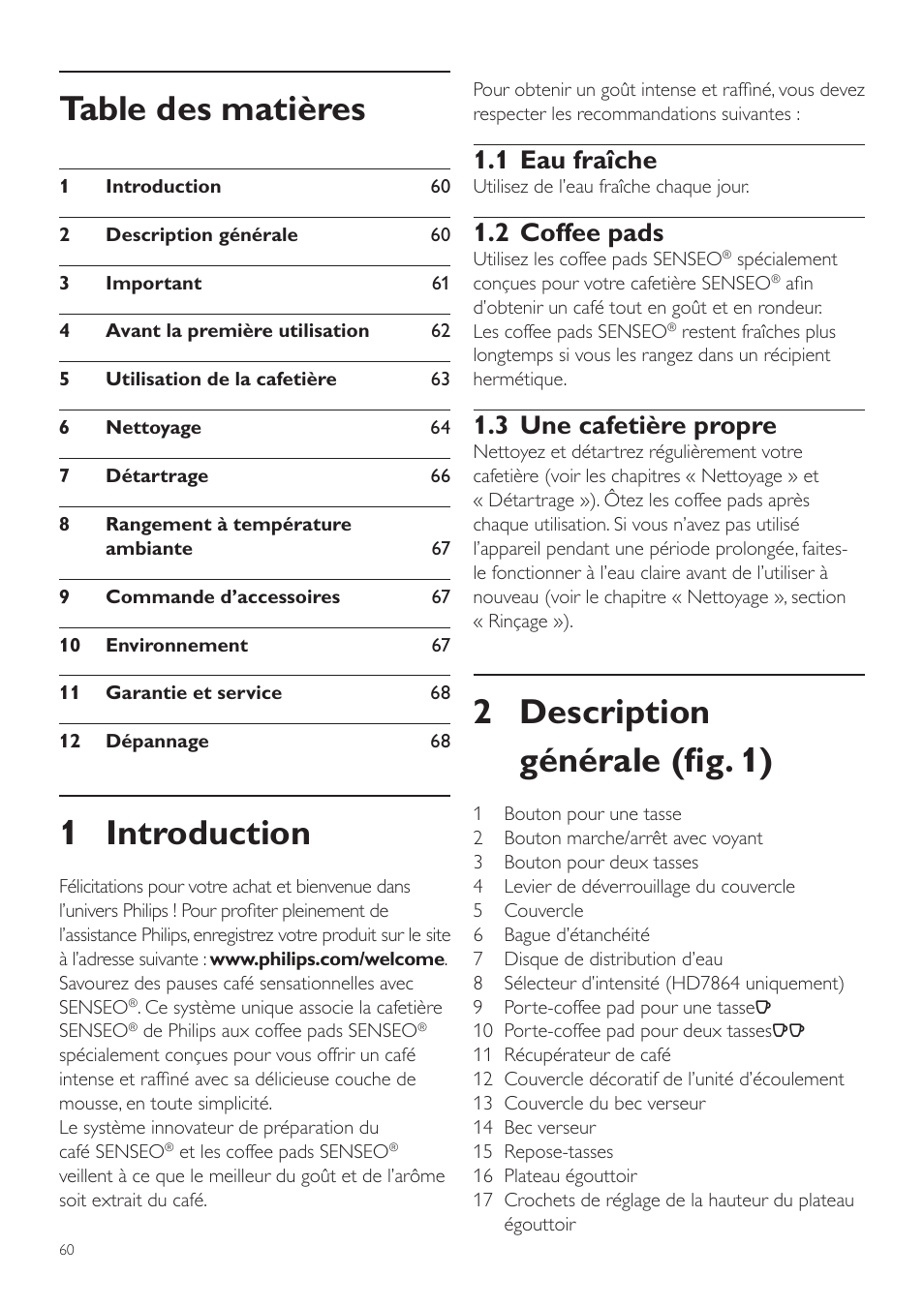 Philips SENSEO® Quadrante Cafetera de monodosis de café User Manual | Page 60 / 120