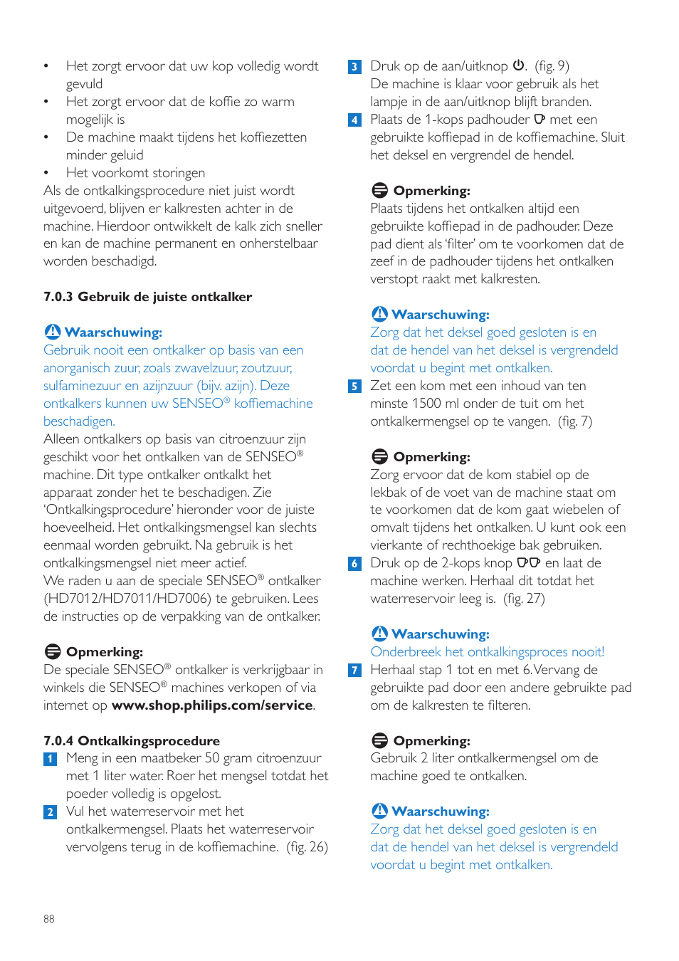 Philips SENSEO® Quadrante Cafetera de monodosis de café User Manual | Page 88 / 120