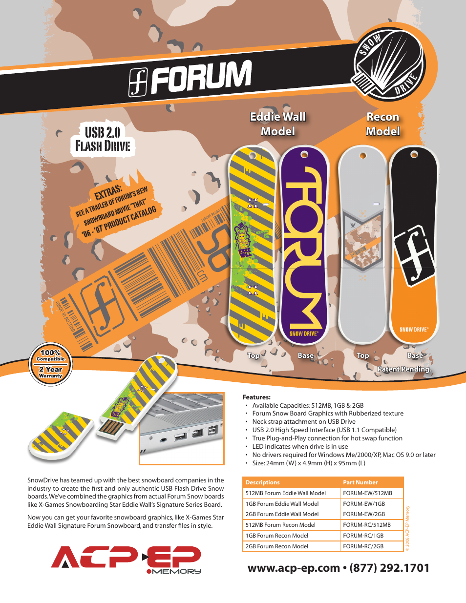 ACP-EP Memory Snowdrive FORUM-RC/512MB User Manual | 1 page