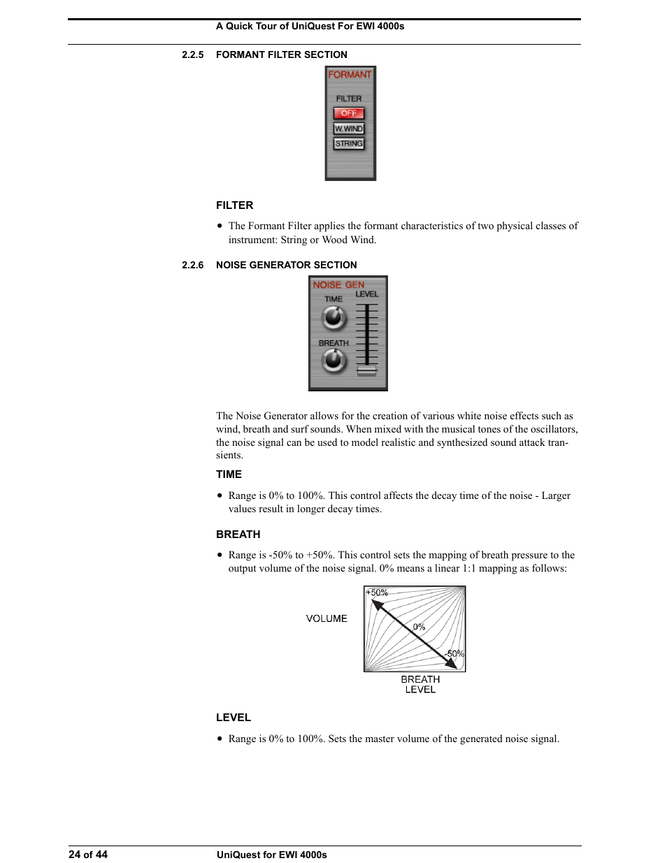 5 formant filter section, 6 noise generator section | Akai UNIQUEST 4000S User Manual | Page 24 / 44