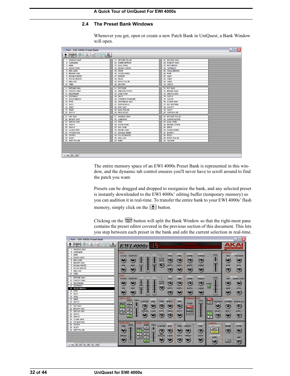 4 the preset bank windows | Akai UNIQUEST 4000S User Manual | Page 32 / 44