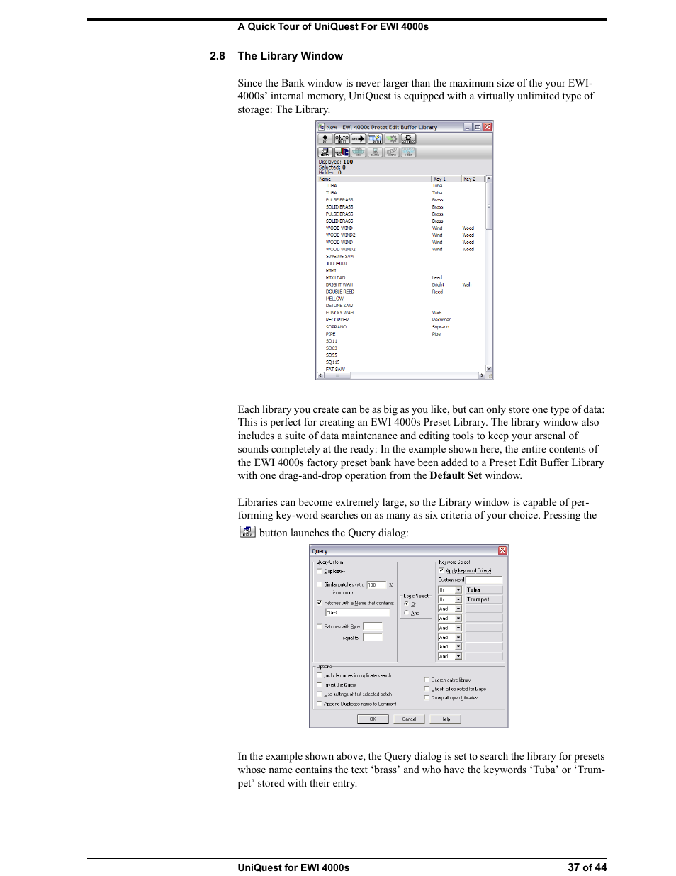 8 the library window | Akai UNIQUEST 4000S User Manual | Page 37 / 44