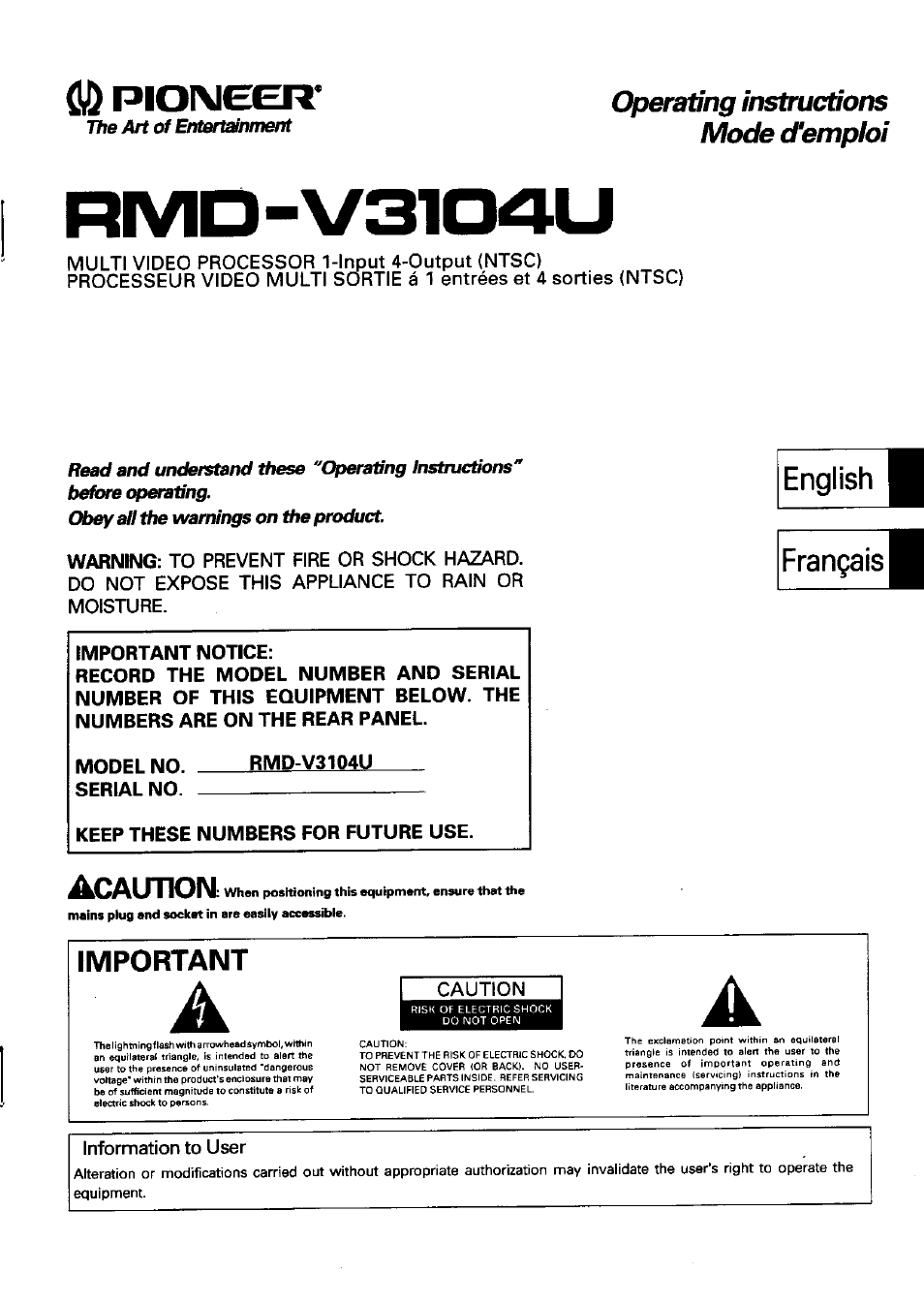 Akai Multi Video Processor RMD-V3104U User Manual | 49 pages