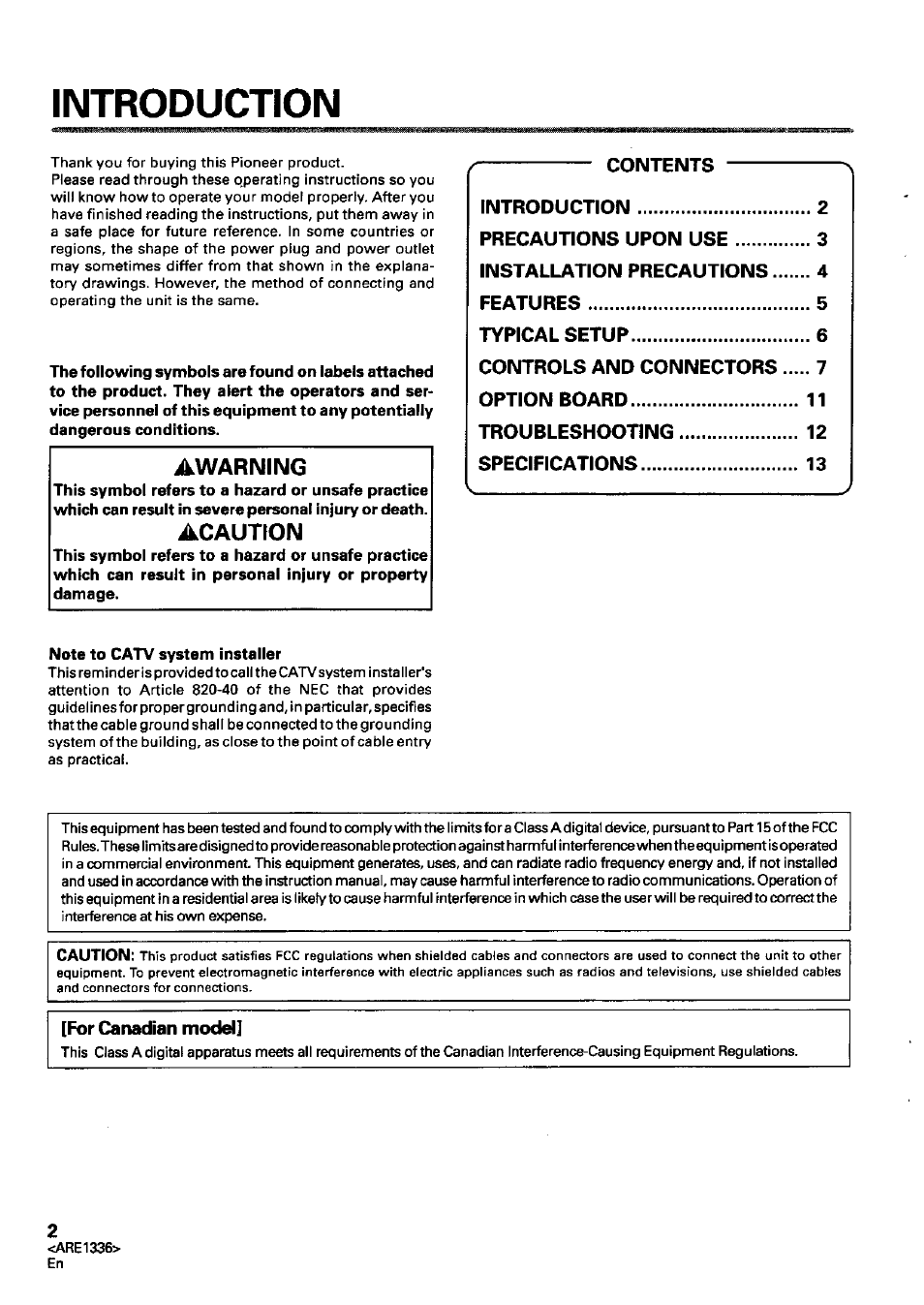 Introduction, Awarning, Acaution | Akai Multi Video Processor RMD-V3104U User Manual | Page 2 / 49