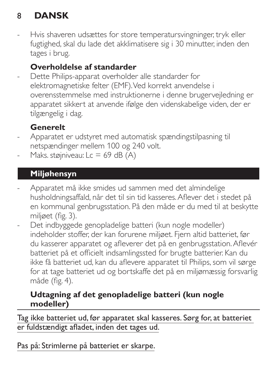 Philips SHAVER Series 3000 afeitadora eléctrica en seco User Manual | Page 8 / 64