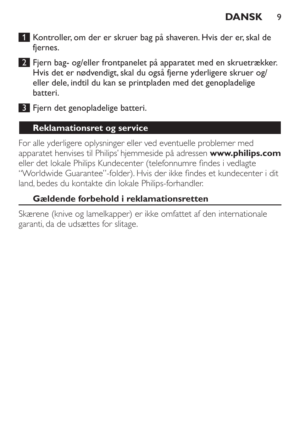 Philips SHAVER Series 3000 afeitadora eléctrica en seco User Manual | Page 9 / 64