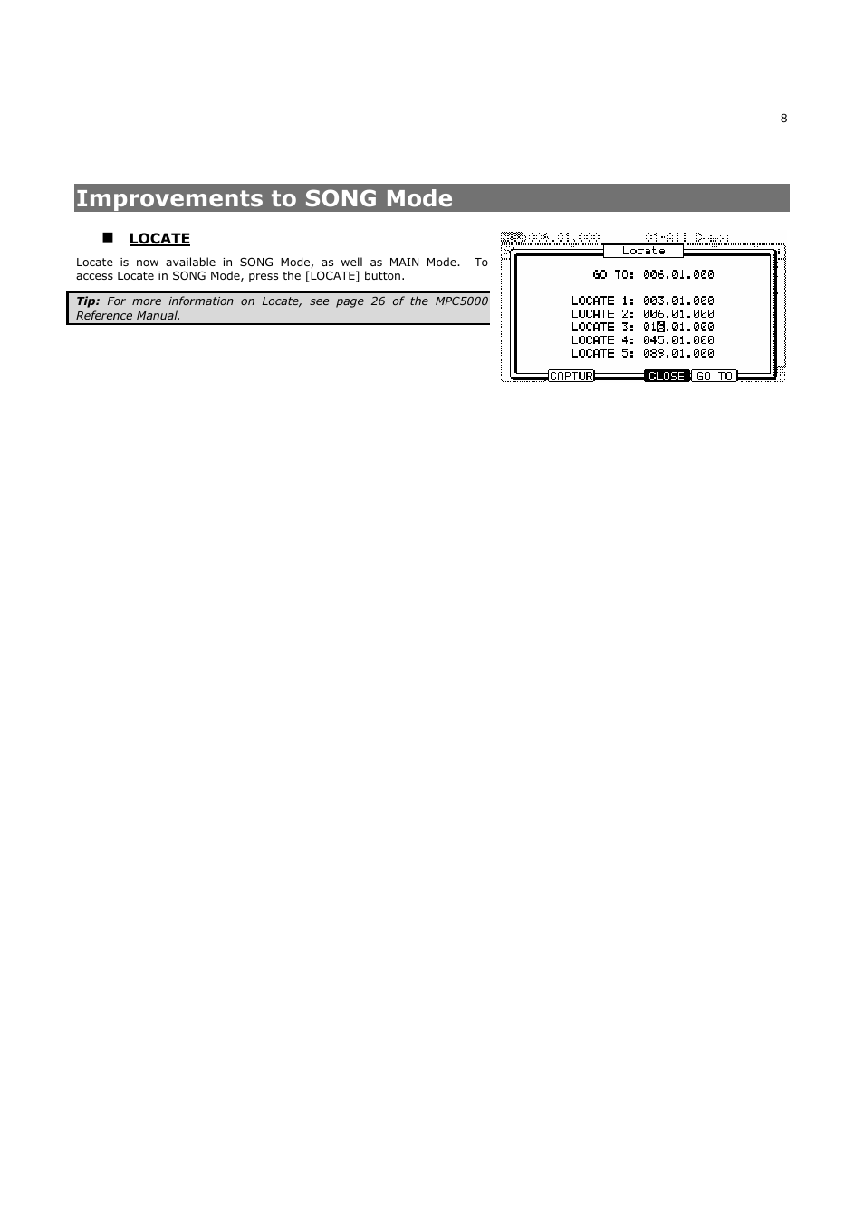 Improvements to song mode | Akai MPC5000 User Manual | Page 12 / 32