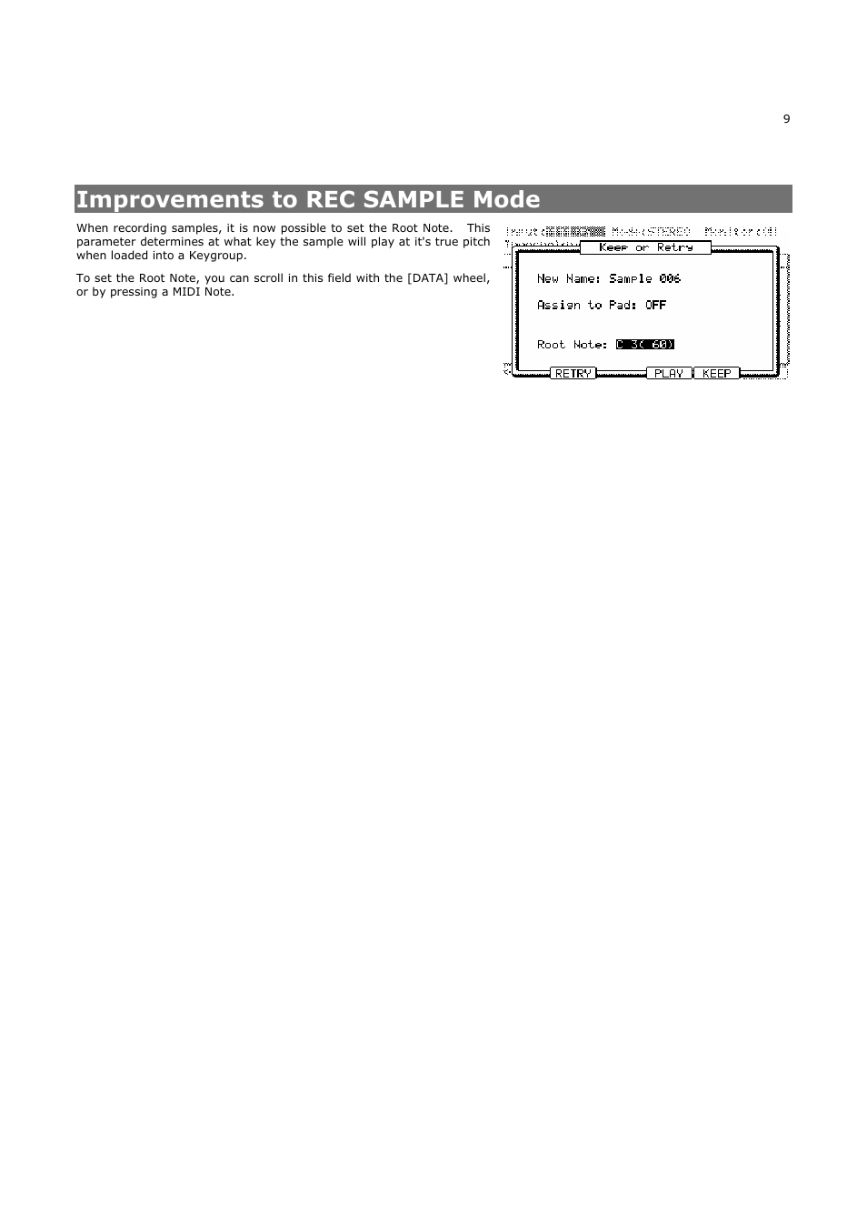 Improvements to rec sample mode | Akai MPC5000 User Manual | Page 13 / 32