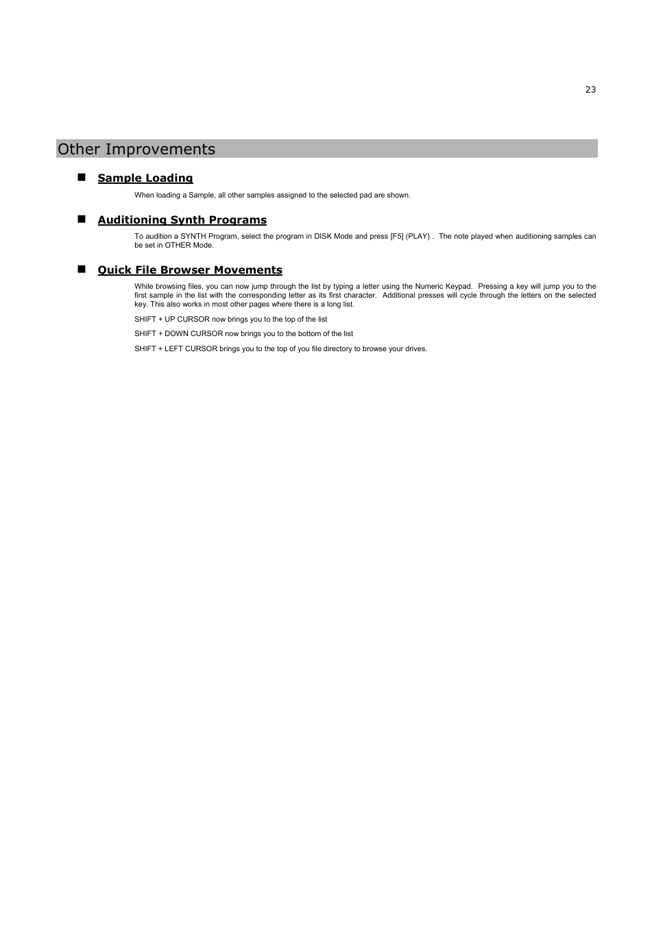 Other improvements | Akai MPC5000 User Manual | Page 27 / 32