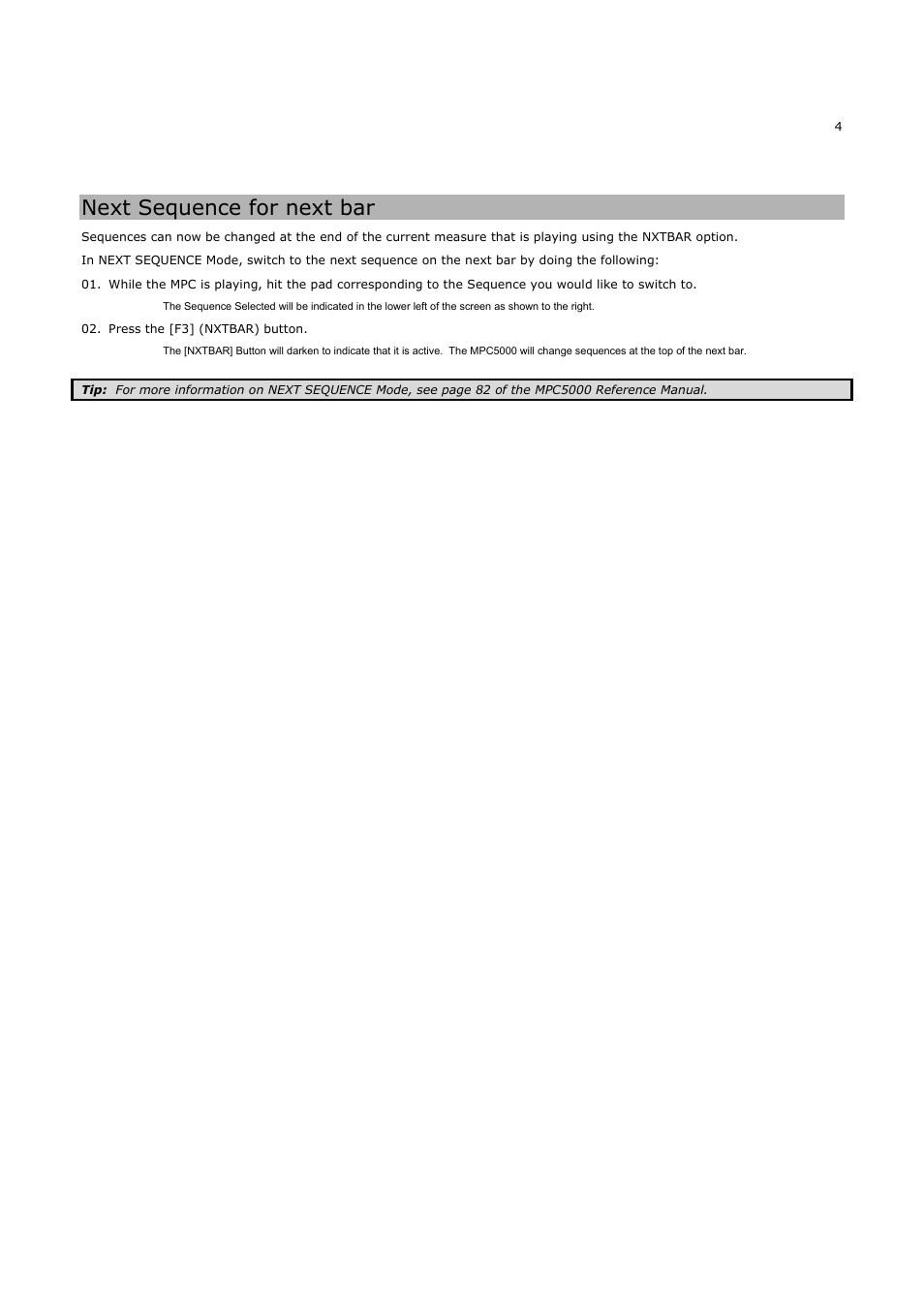 Next sequence for next bar | Akai MPC5000 User Manual | Page 8 / 32