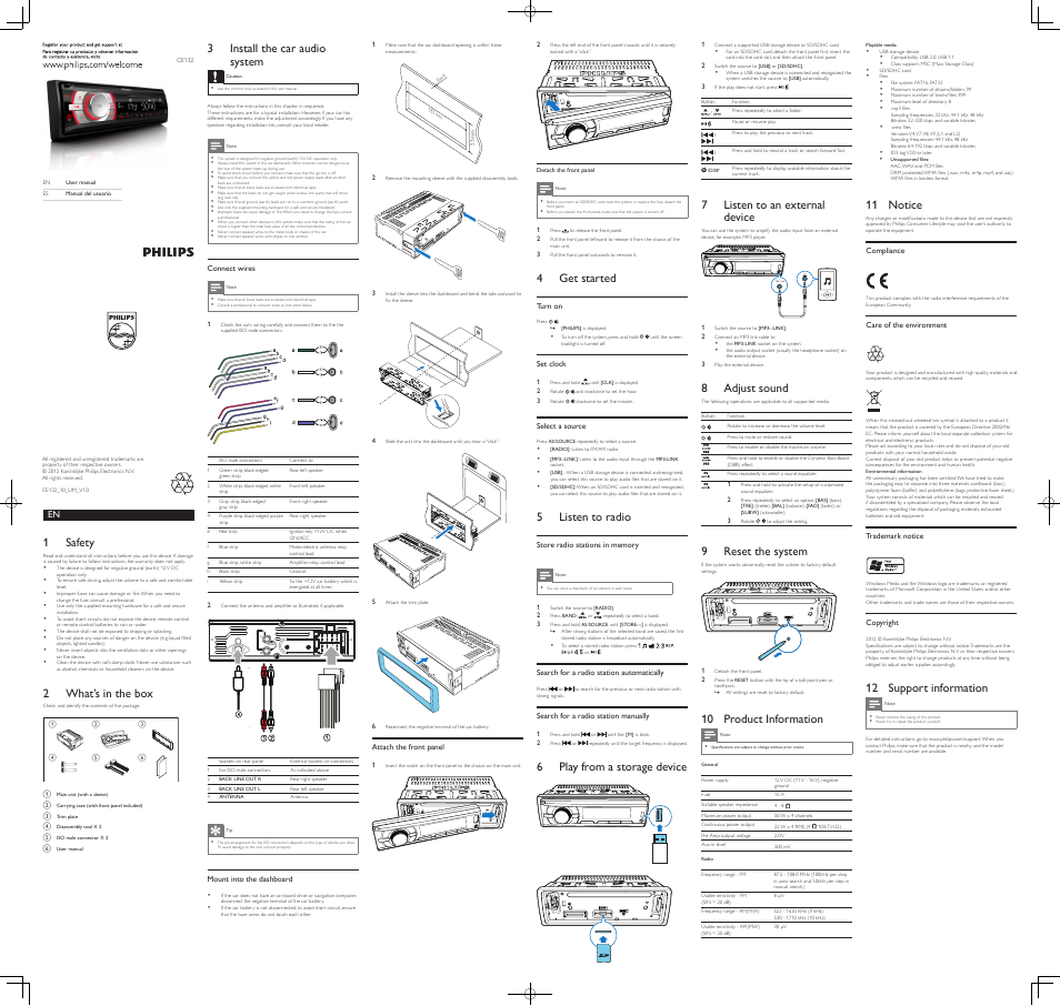 Philips CarStudio Sistema de audio para el coche User Manual | 2 pages