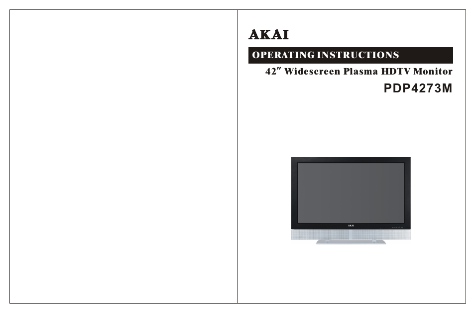 Akai PDP4273M User Manual | 36 pages