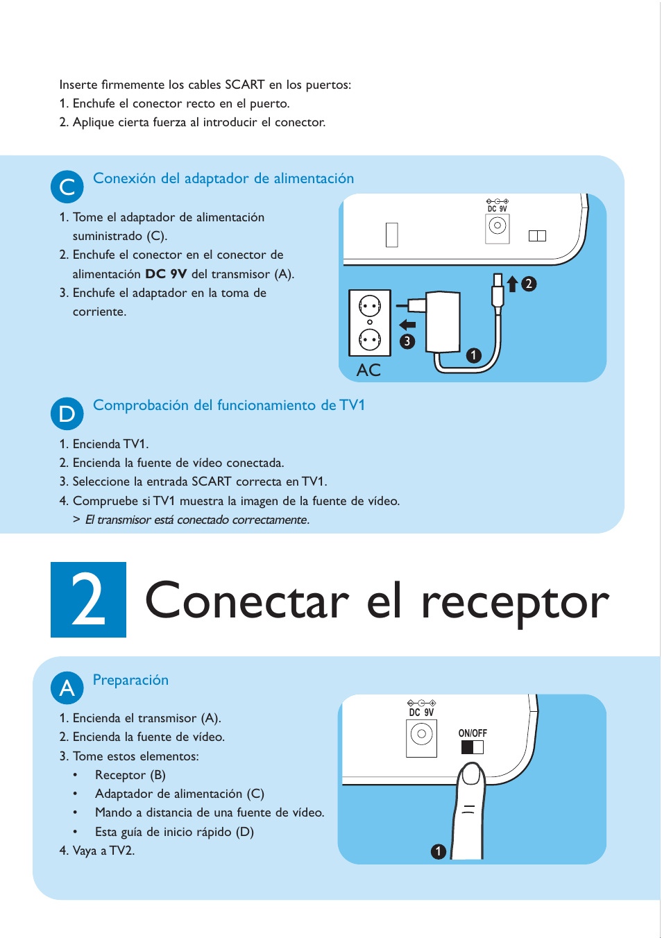 Conectar el receptor | Philips TV Link inalámbrico User Manual | Page 4 / 8