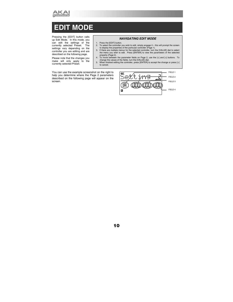 Edit mode | Akai MPK49 User Manual | Page 10 / 76