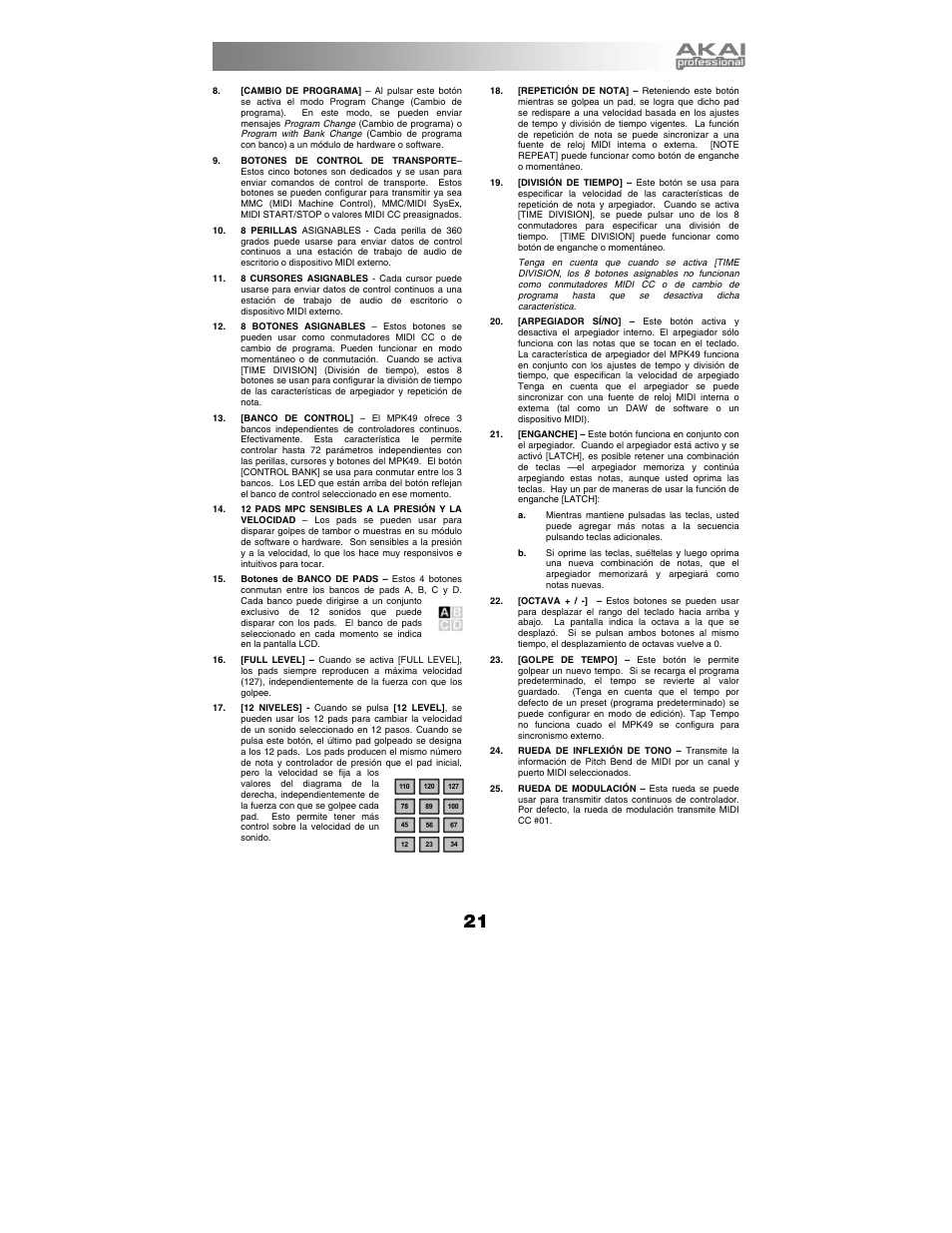 Akai MPK49 User Manual | Page 21 / 76