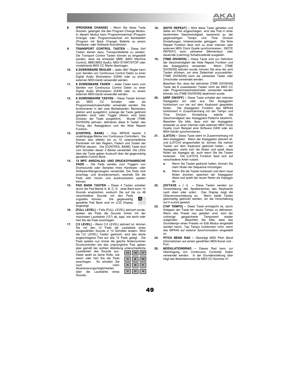 Akai MPK49 User Manual | Page 49 / 76