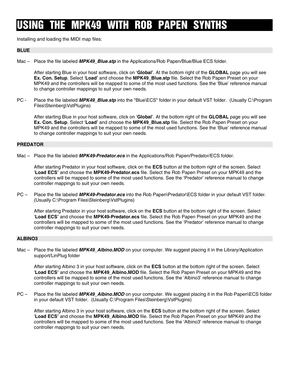 Using the mpk49 with rob papen synths | Akai FACTORY PRESET MPK49 User Manual | Page 16 / 20
